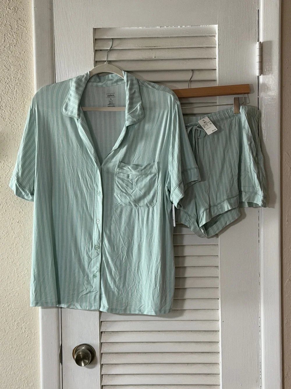 NWT Auden x Target Cloud Knit Pajama Set in “Light Green Stripe”